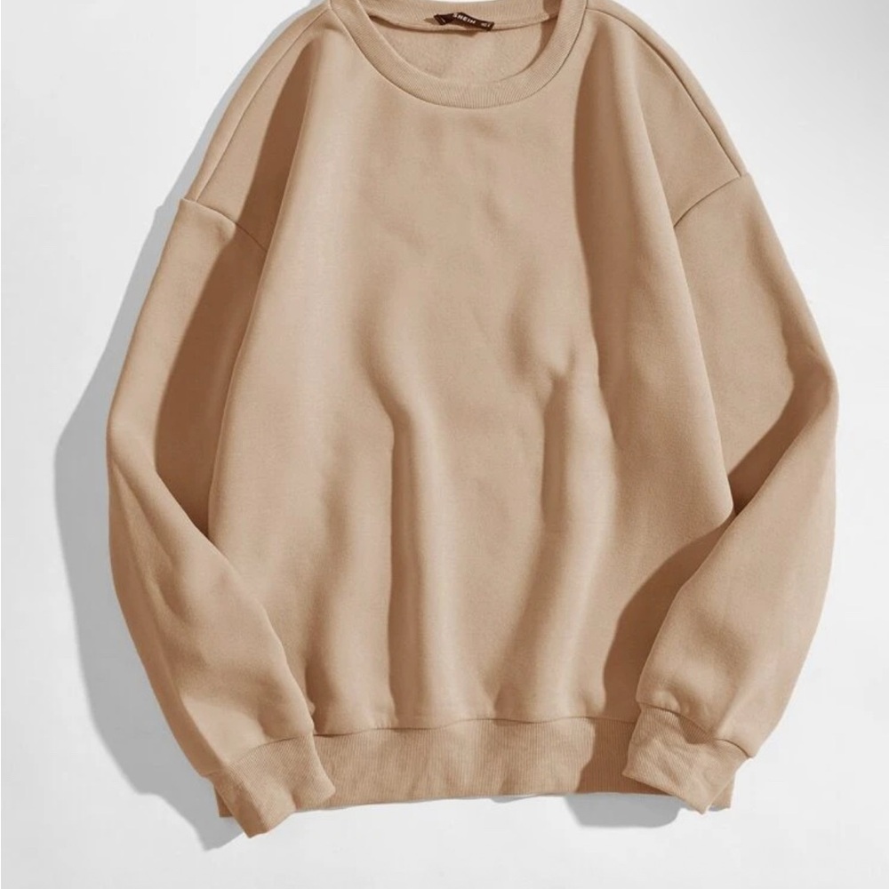 SHEIN Crewneck Sweater in Tan with Soft Knit Fabric